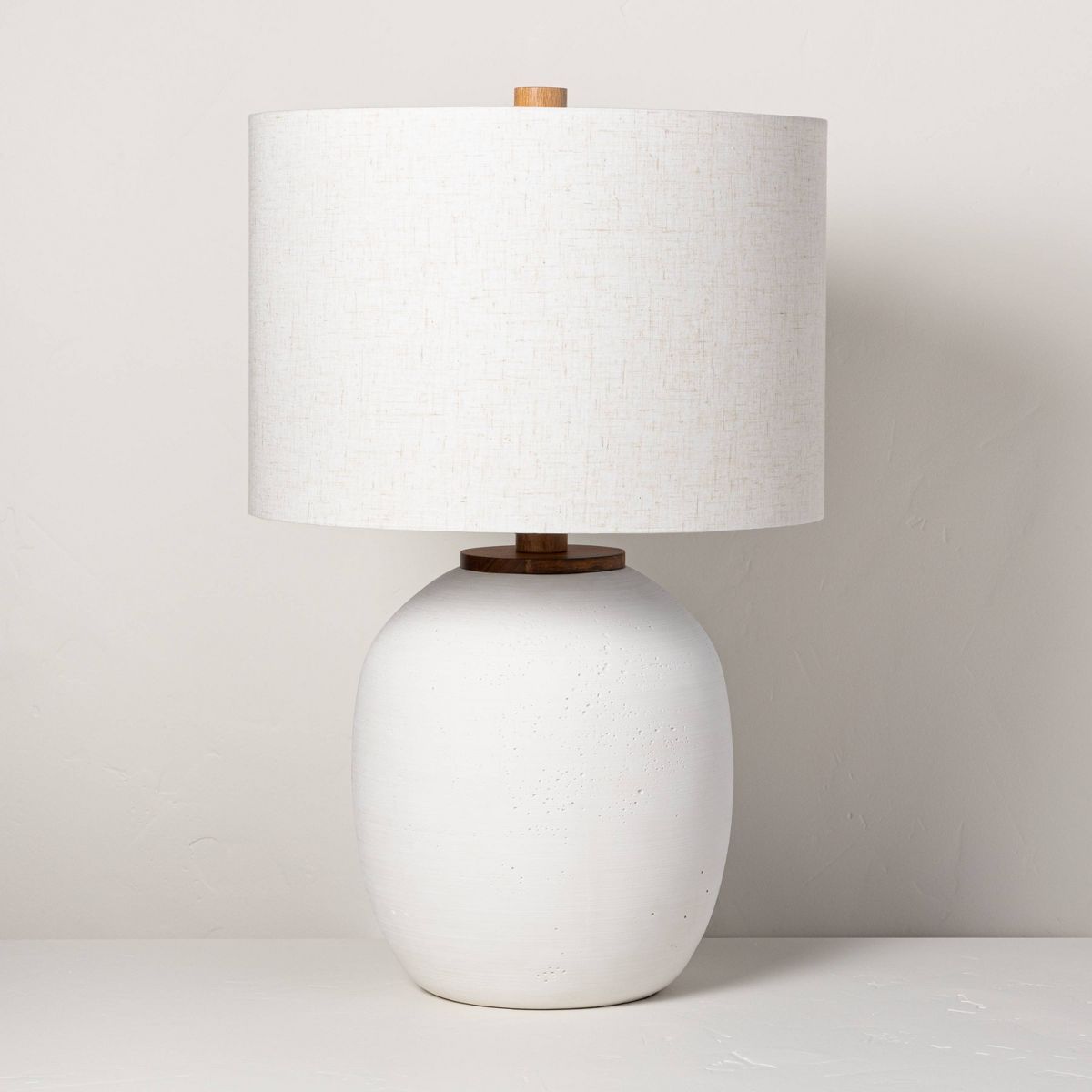 Resin Table Lamp: Drum Shade, Textured Base, Ambient Glow, (Includes LED Light Bulb) - Hearth & H... | Target