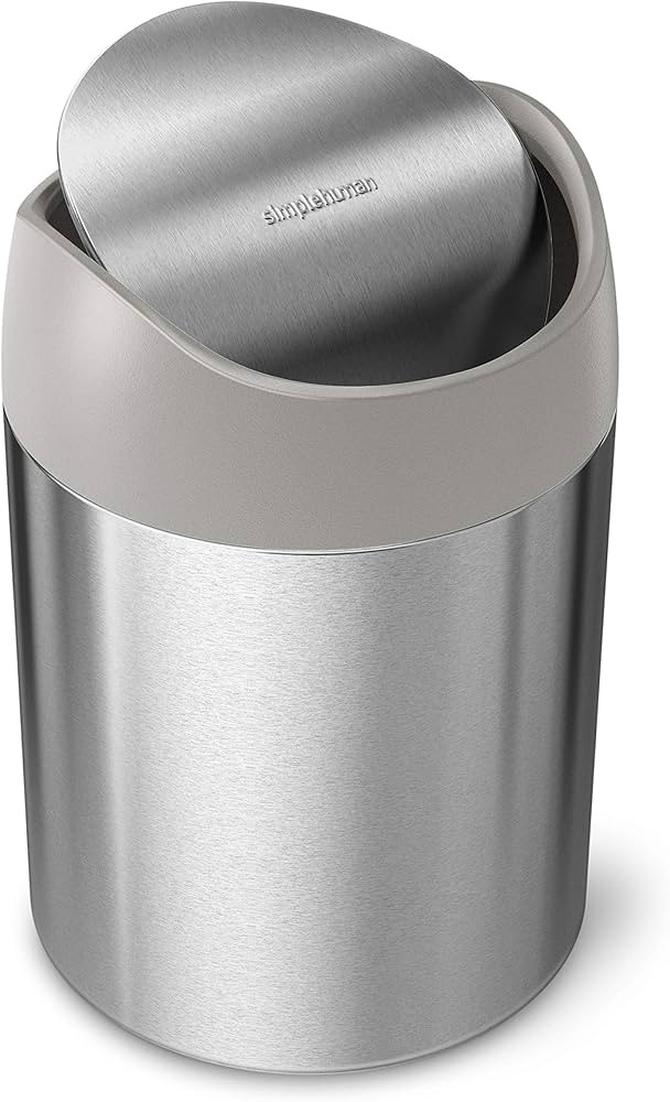 simplehuman, Brushed Stainless Steel 1.5 Liter / 0.4 Gallon Mini Countertop Trash Can | Amazon (US)