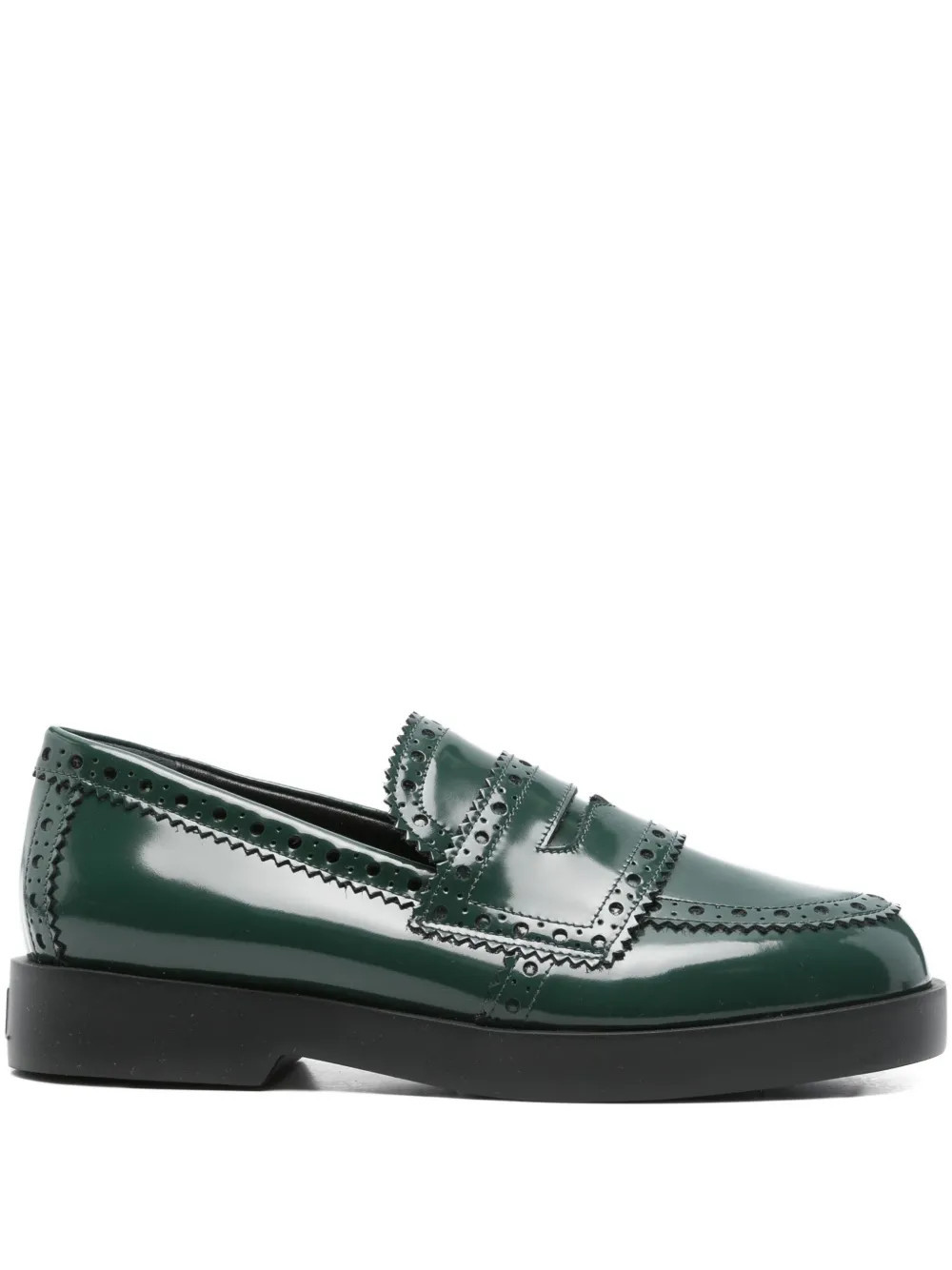 AGL Fenice patent-leather brogue loafers - Green | Farfetch Global