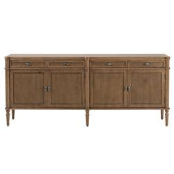 Tacorey Rustic Lodge Brown Solid Oak Wood 4 Drawer 4 Door Sideboard | Kathy Kuo Home