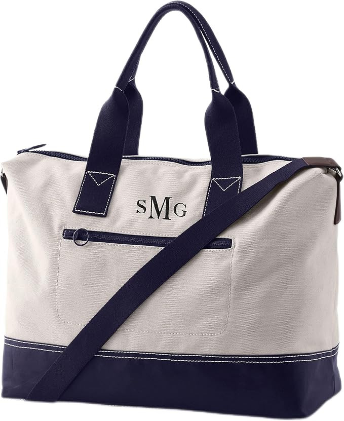 Lands' End Print Canvas Weekender Natural/true Navy One Size | Amazon (US)