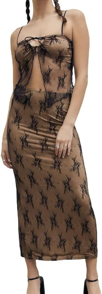 Sastianaen Women Sexy Mini Skirt Set Y2k Strapless Tube Top Bodycon Skirt 2 Piece Outfits Dress S... | Amazon (US)