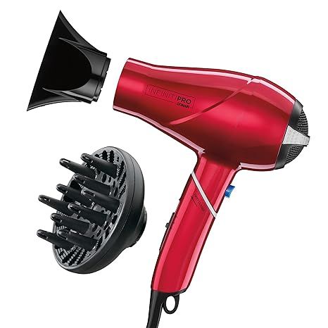 INFINITIPRO BY CONAIR 1875 Watt Compact Travel Styler/Hair Dryer with Twist Folding Handle, Red | Amazon (US)