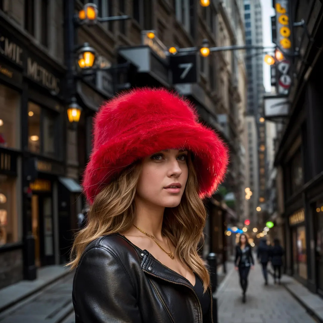 Handmade Red Faux Fur Bucket Hat: Fluffy Vegan Festival Hat - Etsy | Etsy (US)