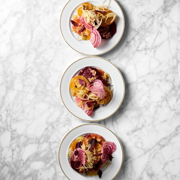 Pillivuyt Plisse Gold Porcelain Salad Plates, Set of 4 | Williams-Sonoma