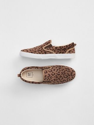 Gap Girls Leopard Slip-On Sneakers Leopard Size 1 | Gap US