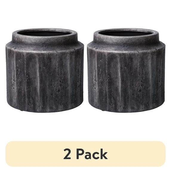 (2 pack) Better Homes & Gardens 8" x 8" x 7.2" Round Black Ceramic Alexander Plant Planter | Walmart (US)