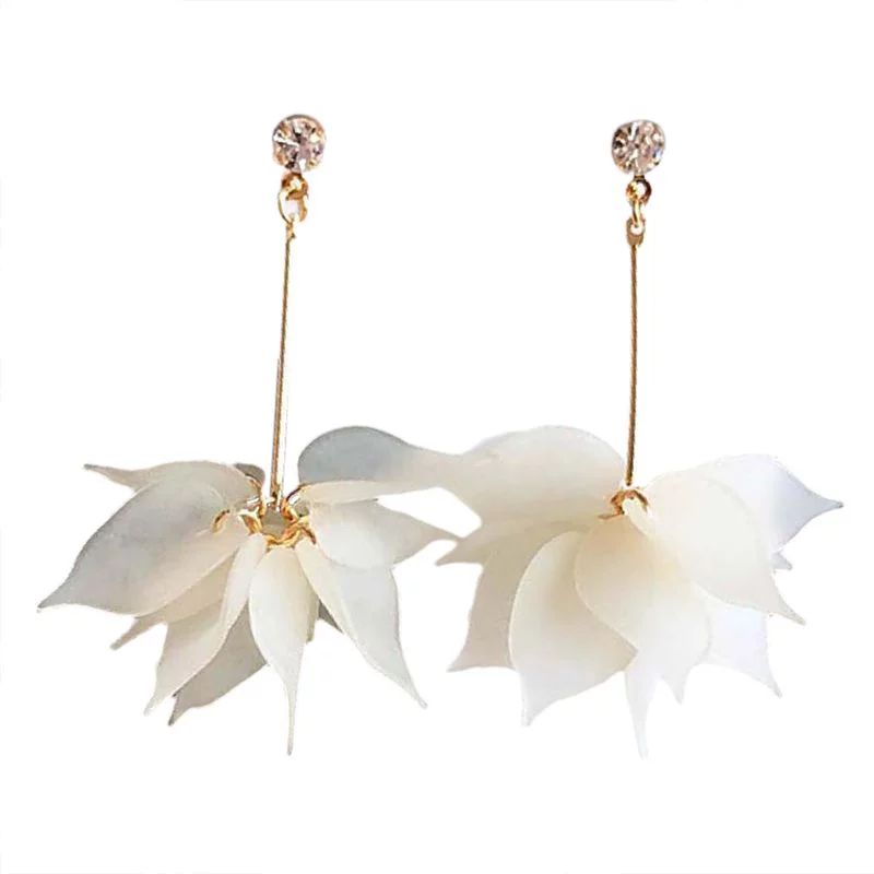 PWFE Flower Dangle Earrings Layered Floral Petal Drop Earrings Statement Stud Earring for Women G... | Walmart (US)