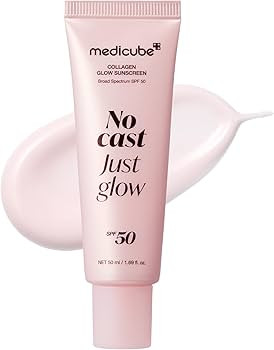 medicube No Cast Just Glow Collagen Sunscreen | SPF 50 Broad Spectrum Face Sunscreen | Lightweigh... | Amazon (US)