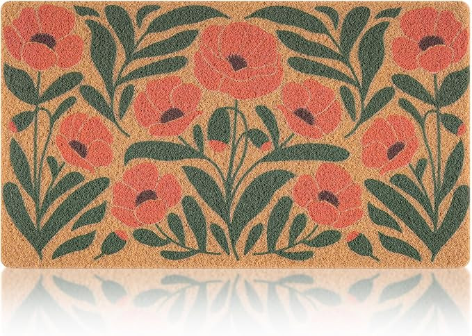 Spring Door Mat for Front Door, Welcome Matt Outdoor with California Poppies Design, Cute Boho Do... | Amazon (US)