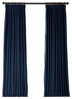 Signature Midnight Blue Doublewide Blackout Velvet Curtain Single Panel - Contemporary - Curtains... | Houzz (US)