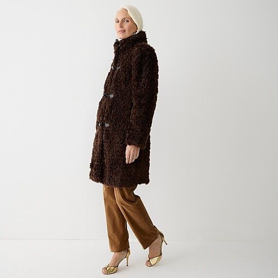 Collection toggle topcoat in curly faux fur | J.Crew US