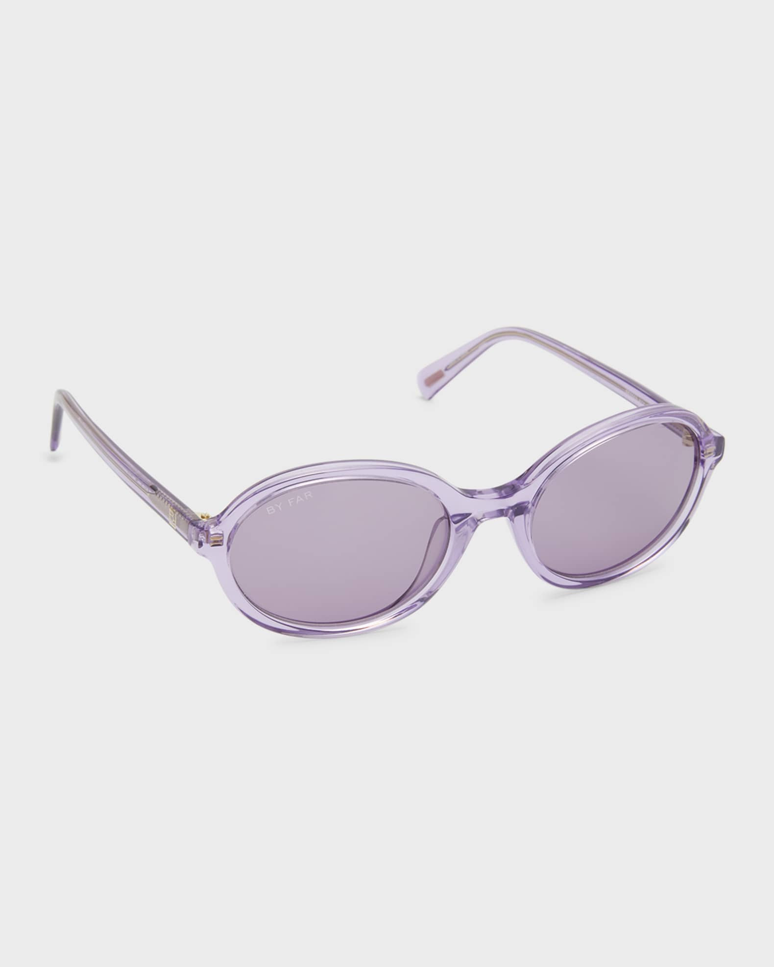 BY FAR Velvet Semi-Transparent Round Acetate Sunglasses | Neiman Marcus