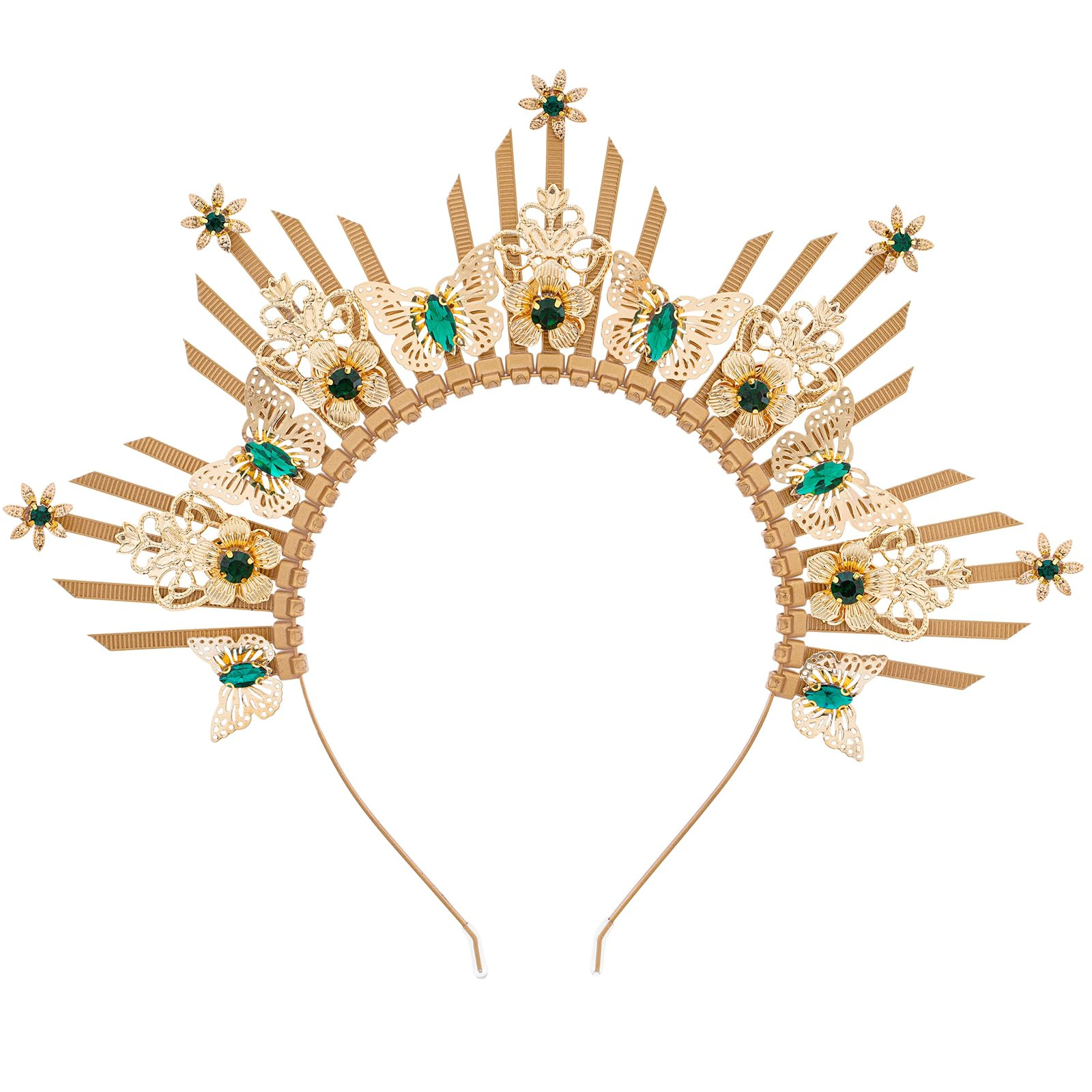 Butterfly Halo Crown Headpiece - Sunburst Gold Spiked Headband Virgin Mary Greek Goddess Headpiec... | Amazon (US)