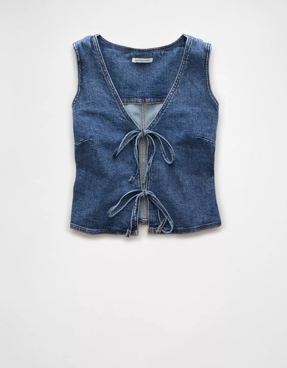 AE Denim Bow Tie Vest | American Eagle Outfitters (US & CA)