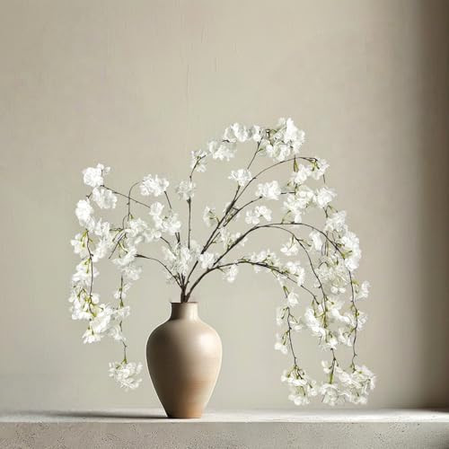 Avoik Artificial Cherry Blossom Branches, 3 Pcs Faux Plum Flowers Peach Branches Boutique Silk Flowers 59 Inch Tall Stems Real Touch Cherry Flowers for Wedding Table Vase Garden Home Decor, White | Amazon (CA)