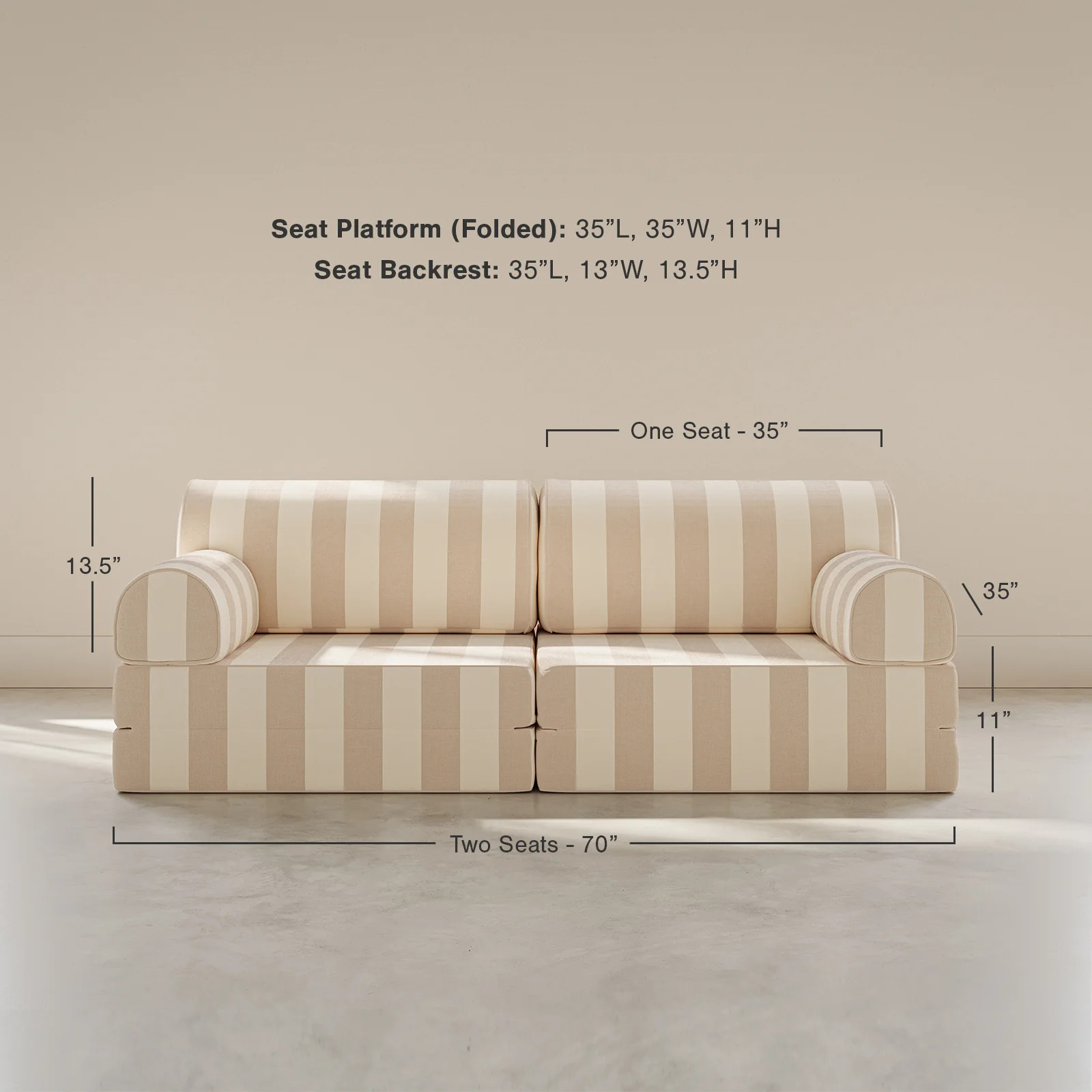 Striped Light Beige Modular Play Couch | Harlan | House of Noa | House of Noa