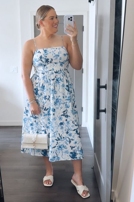 The perfect blue and white floral spring/summer dress
Shoes are old from Target I’ve linked similar 
Bag is also H&M but not currently online 

#LTKSeasonal #LTKStyleTip #LTKMidsize