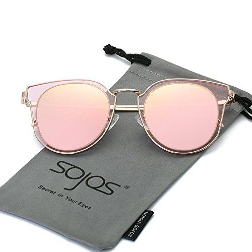SojoS Fashion Polarized Sunglasses UV Mirrored Lens Oversize Metal Frame SJ1057 With Rose Gold Frame | Amazon (US)