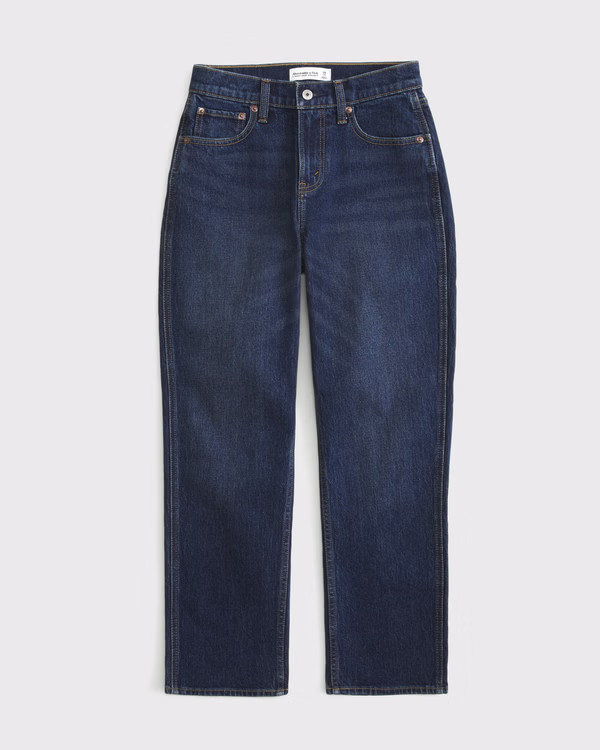 Women's High Rise Cropped Straight Jean | Women's Bottoms | Abercrombie.com | Abercrombie & Fitch (US)