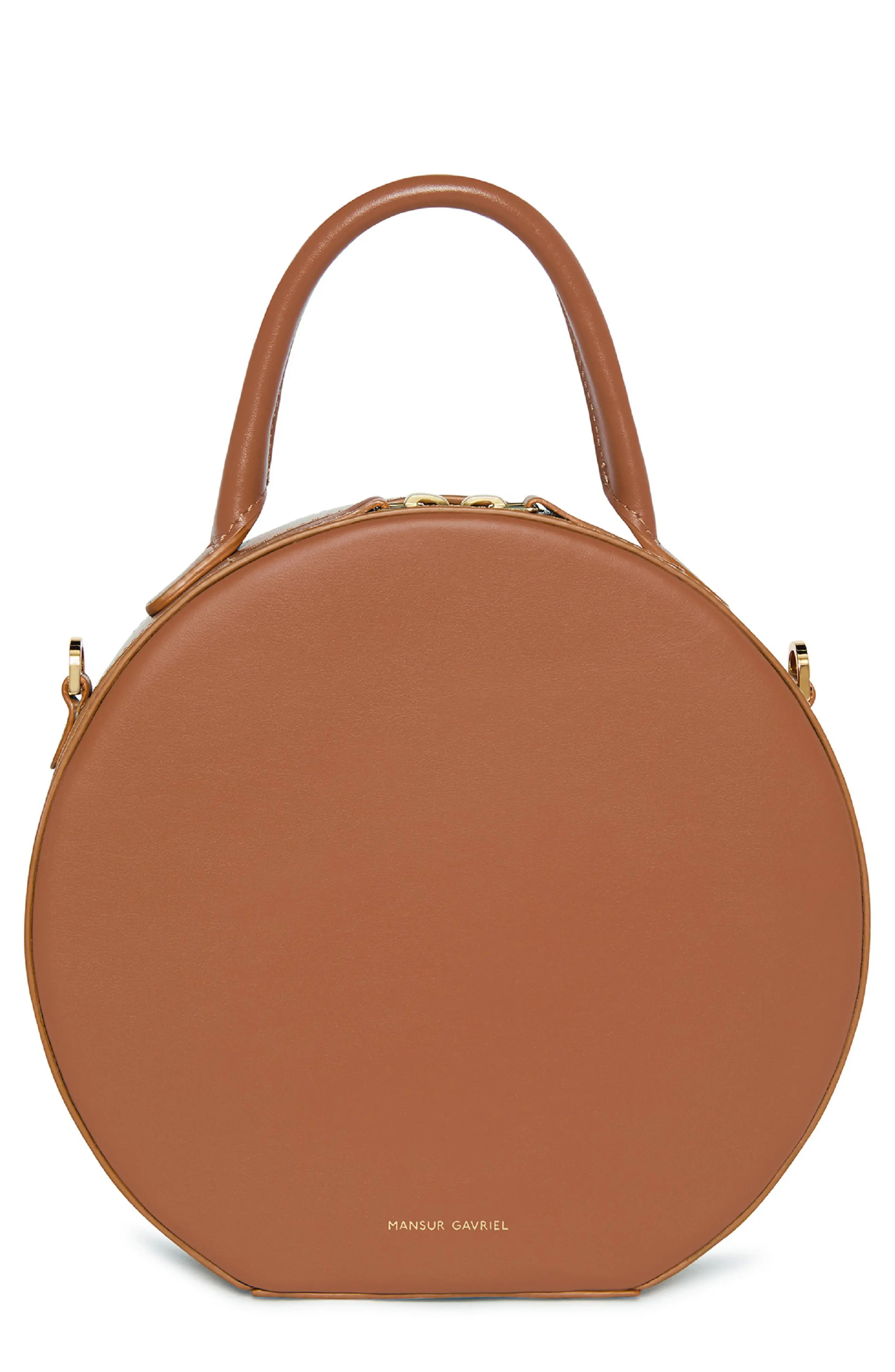 Mansur Gavriel Calfskin Leather Circle Crossbody Bag - Brown | Nordstrom