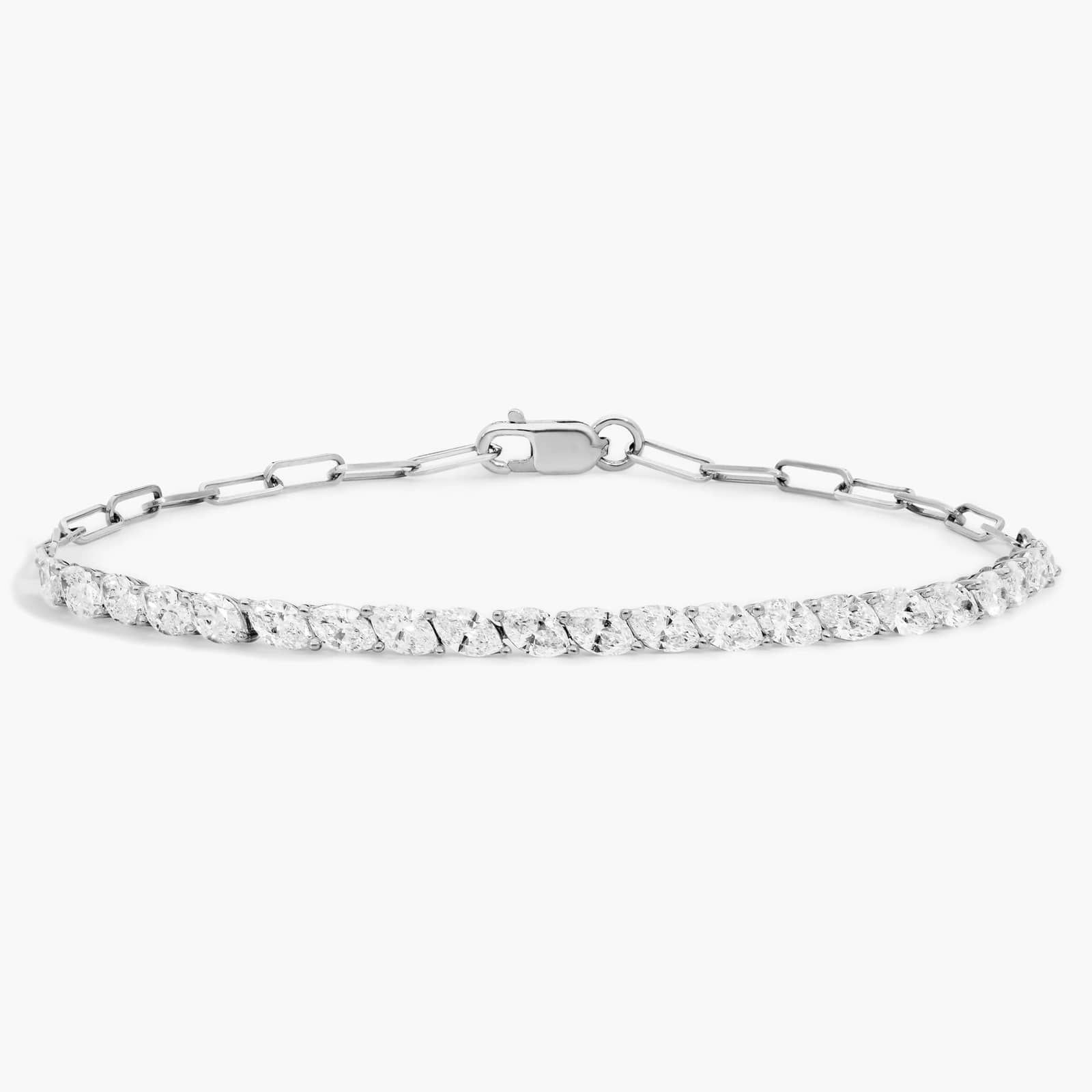 Mini Half Tennis Bracelet With 2 CTW Marquise Cut Diamonds In 14K White Gold | Blue Nile