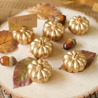 Kate Aspen® Mini Gold Pumpkin Place Card Holder Set | Michaels Stores