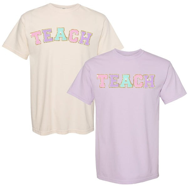 Teach Letter Patch Comfort Colors T-Shirt | United Monograms