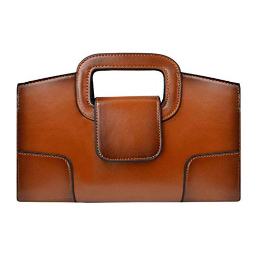 CLARA Women Vintage Flap Tote Top Handle Satchel PU Leather Clutch Handbag Purse Shoulder Bag (00358Brown) | Amazon (US)