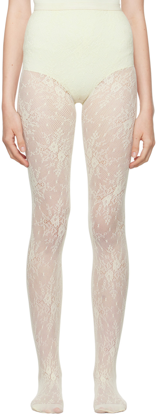Swedish Stockings Off-White Rosa Lace Tights | SSENSE