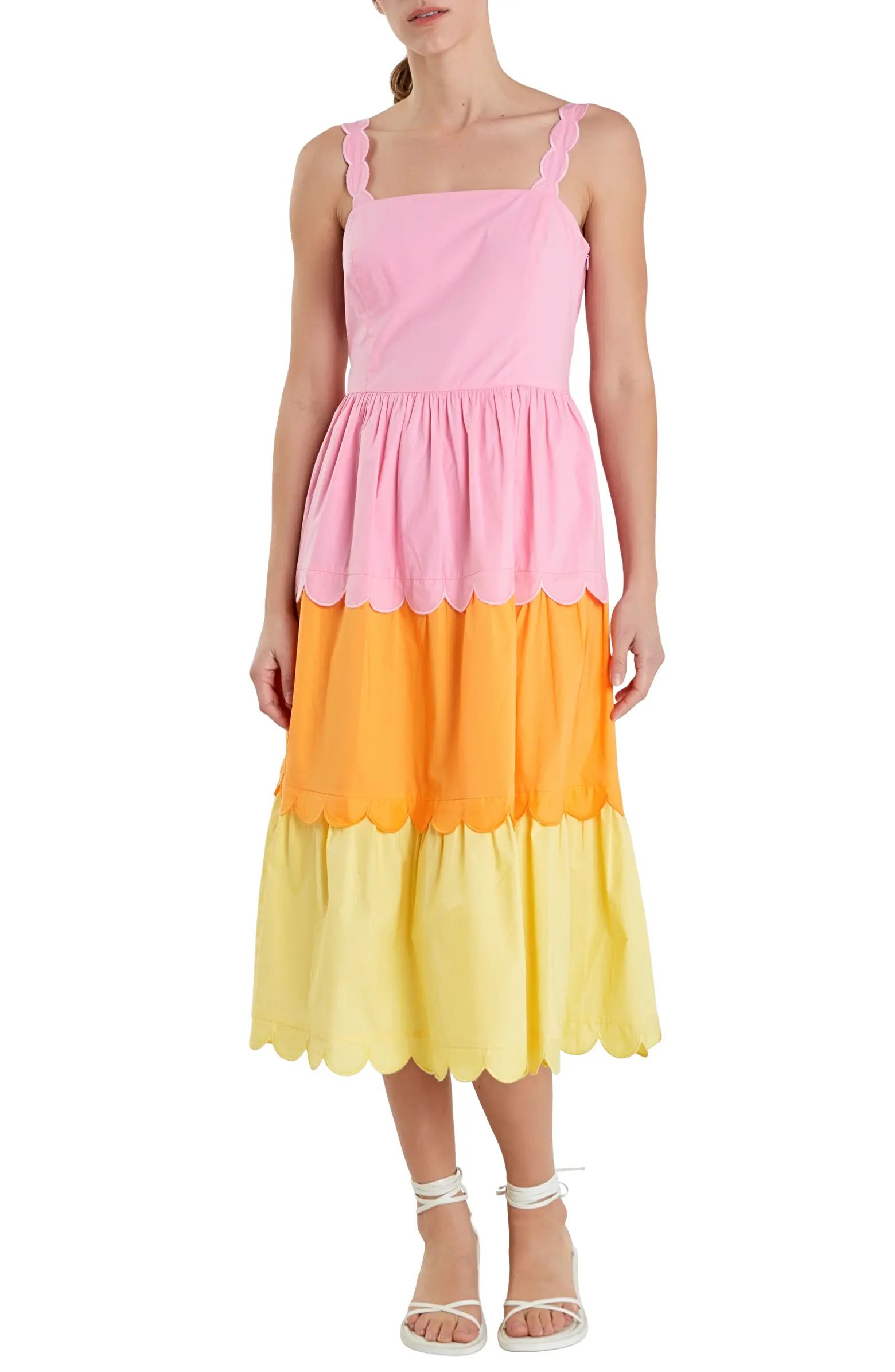 English Factory Colorblock Scallop Sundress | Nordstrom | Nordstrom