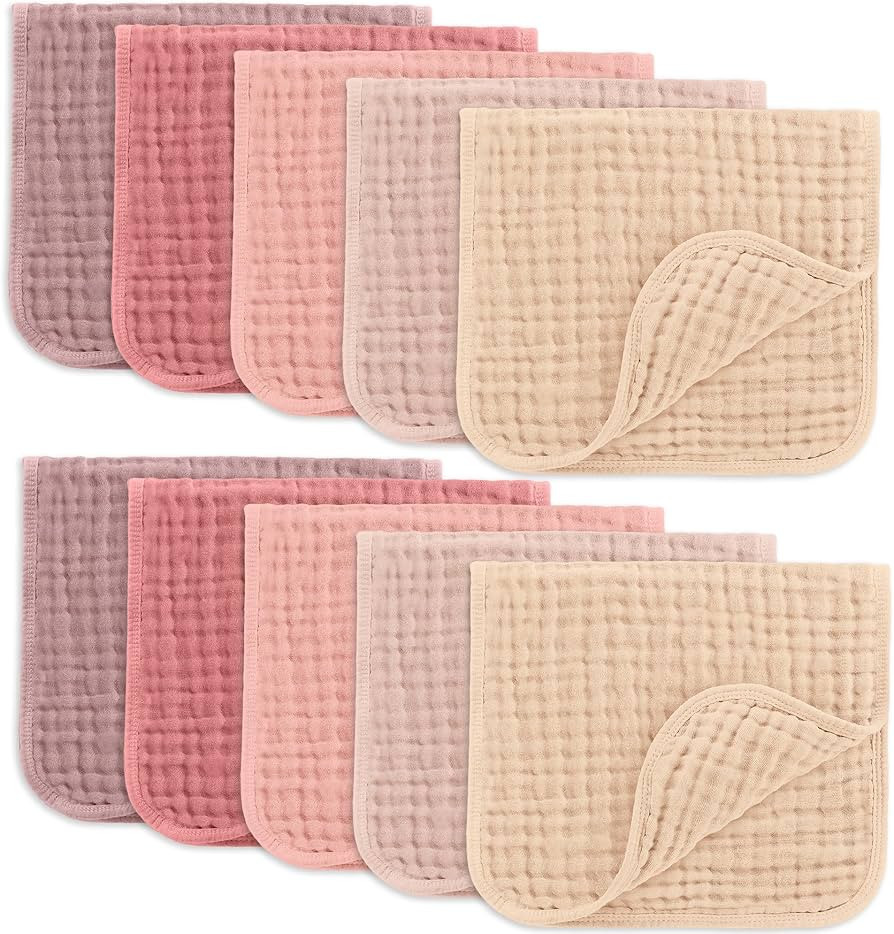 Comfy Cubs Muslin Burp Cloths 20" x 10", Pack of 10 - Large, 6-Layer, Ultra Absorbent 100% Cotton... | Amazon (US)