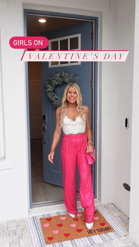 Valentine’s Day Outfit Inspo 💕✨ Whether you’re going out or staying in, shop these cute pink looks! 

• Valentine’s Day, Pink Outfit, Galentines, Cozy Pajamas, Valentine’s, valentine’s day, Galentines day, Galentines, valentines outfit, valentines day outfit, pink outfit, Barbie, pink aesthetic, cozy, cozy outfit, pajamas, Pink pants, pink sequin pants, white lace crop top, silver heels, sparkly heels, Steve Madden, silver purse, sparkly purse, pink purse, pink pajamas, cute pajamas, valentine pajamas, pajama party, feather slippers, white pants, Spanx, white jeans, pink cardigan, pearl heels, bridal heels, bridal outfit, brunch outfit, spring outfit, brunch, birthday outfit, bachelorette party, girly, feminine style, petite fashion, white pants, pink pants, pink

#amazonfinds #amazonfashion #founditonamazon #amazondeals 

#LTKstyletip #LTKfindsunder100 #LTKfindsunder50