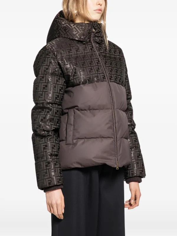 Brown FF down jacket | Farfetch Global