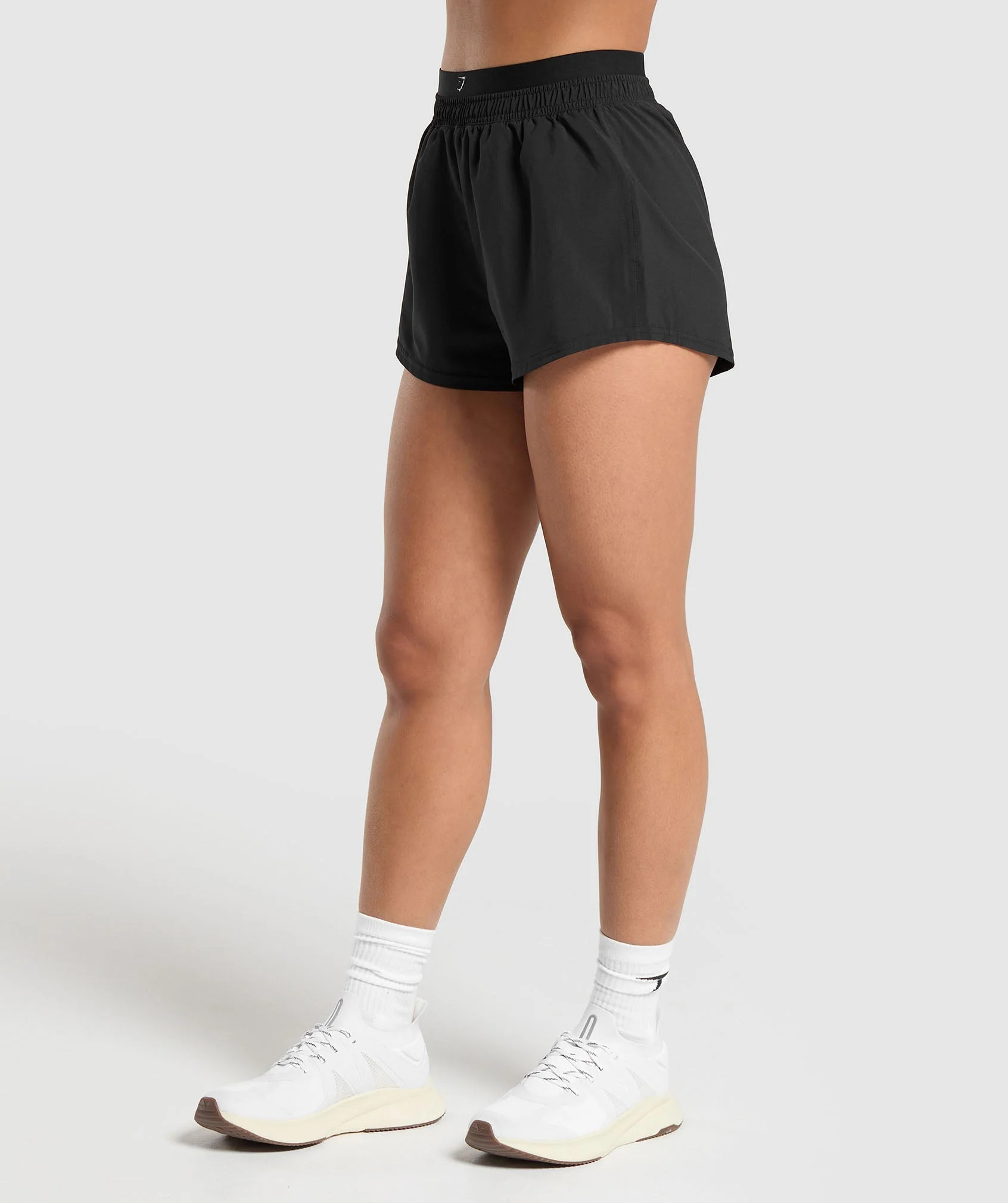 Gymshark Double Waistband Shorts - Black/Black | Gymshark (Global)