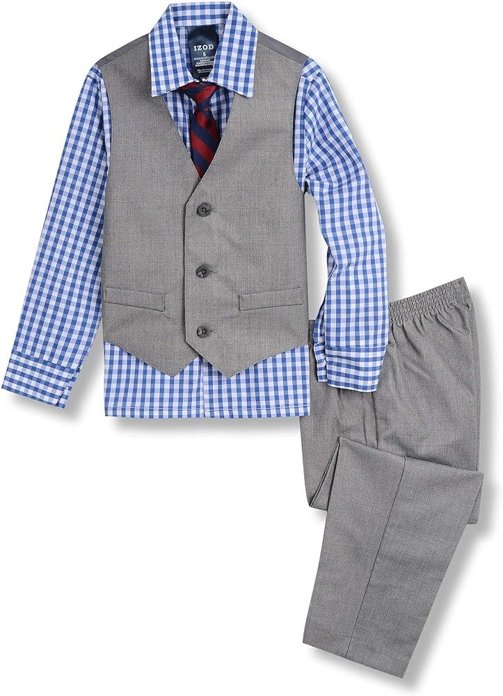 IZOD Boys' 4-Piece Set with Collared Dress Shirt, Tie, Vest, and Pants | Amazon (US)