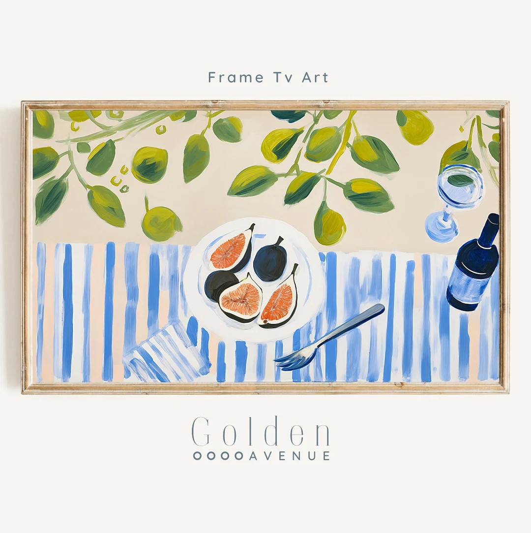 Frame TV Summer Art | Colorful Mediterranean Tablescape Digital Download for Tv | Fig Still Life ... | Etsy (US)
