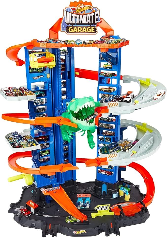Hot Wheels City Robo T-Rex Ultimate Garage, Multi-level Multi-Play Mode, Stores 100 Plus 1:64 Sca... | Amazon (US)