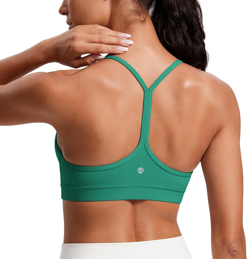 CRZ YOGA Butterluxe Womens Y Back Sports Bra - Padded Racerback Low Impact Spaghetti Thin Strap W... | Amazon (US)