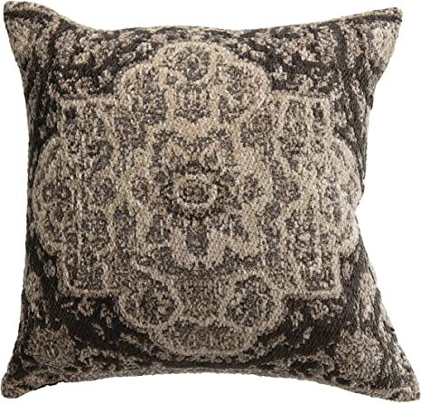 Bloomingville Grey Square Cotton Blend Chenille Jacquard Pillow, 1 Count (Pack of 1) | Amazon (US)