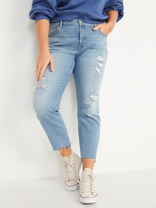 Mid-Rise Ripped Cut-Off Boyfriend Jeans for Women | Old Navy (US)