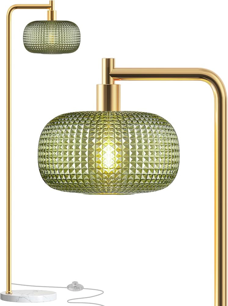 Modern Green Glass Floor Lamp for Living Room, Standing Lamp for Bedroom | Amazon (US)