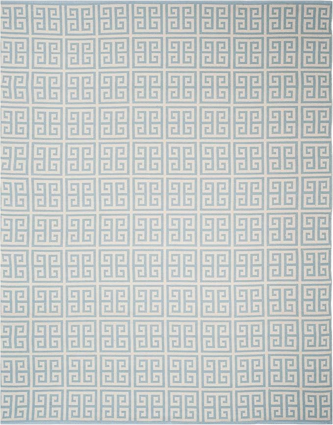 SAFAVIEH Montauk Collection Area Rug - 8' x 10', Light Blue & Ivory, Handmade Greek Key Cotton, I... | Amazon (US)