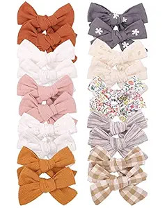 20PCS 3.6 Inches Baby Girls Linen Hair Bows Clips 10 Colors Fully Lined Hair Barrettes Accessorie... | Amazon (US)