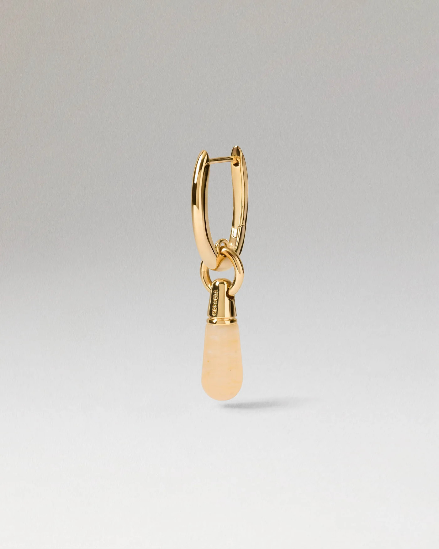 Single hoop with a small yellow gemstone drop pendant | Yellow Aventurine Jupiter Single Hoop | P... | PDPAOLA DE