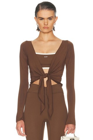 437 The Ballet Wrap Top in Brown | FWRD 