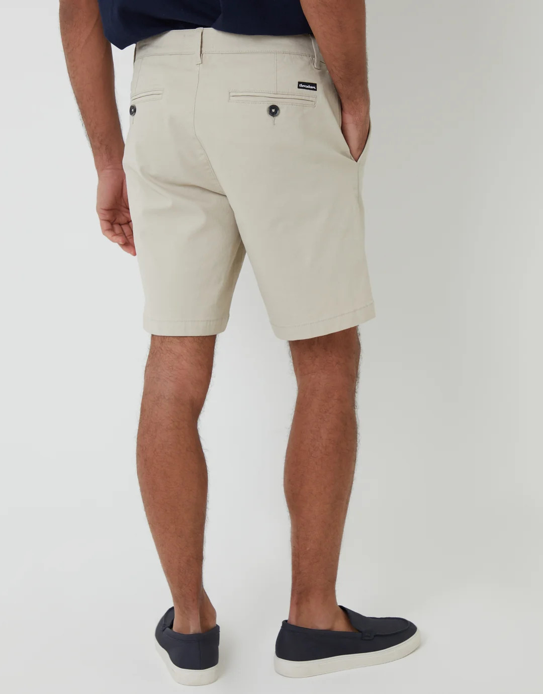 Regular Fit Stretch Chino Shorts in Light Stone | Threadbare UK