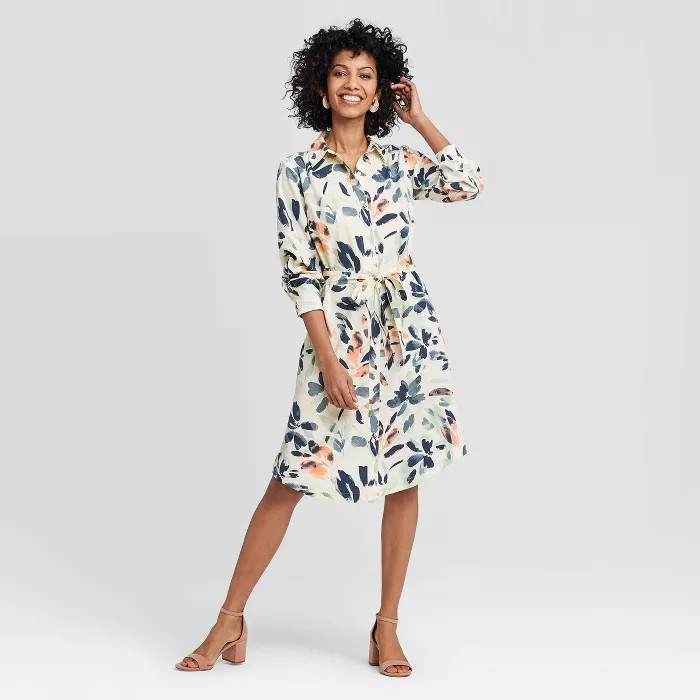 Women's Long Sleeve Collared Shirtdress - A New Day™ | Target