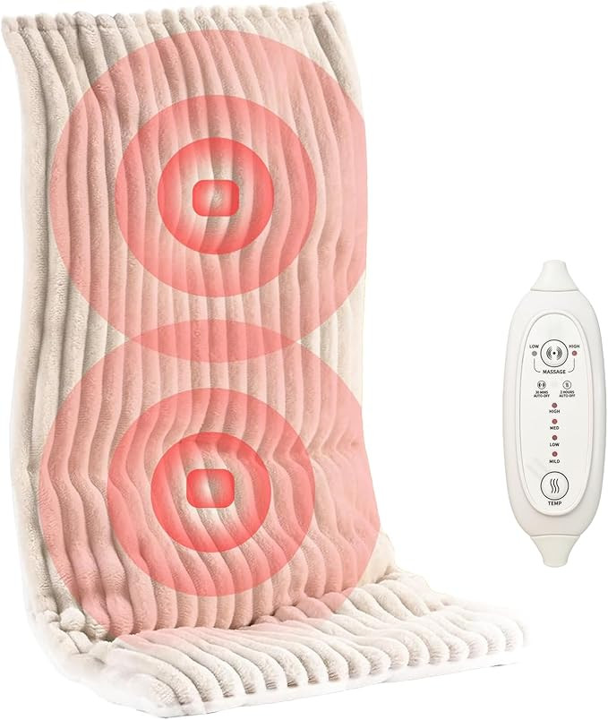 Heat Massaging Weighted Heating Pad for Back Pack, Weighted Electric Heating Pad with Massaging V... | Amazon (US)