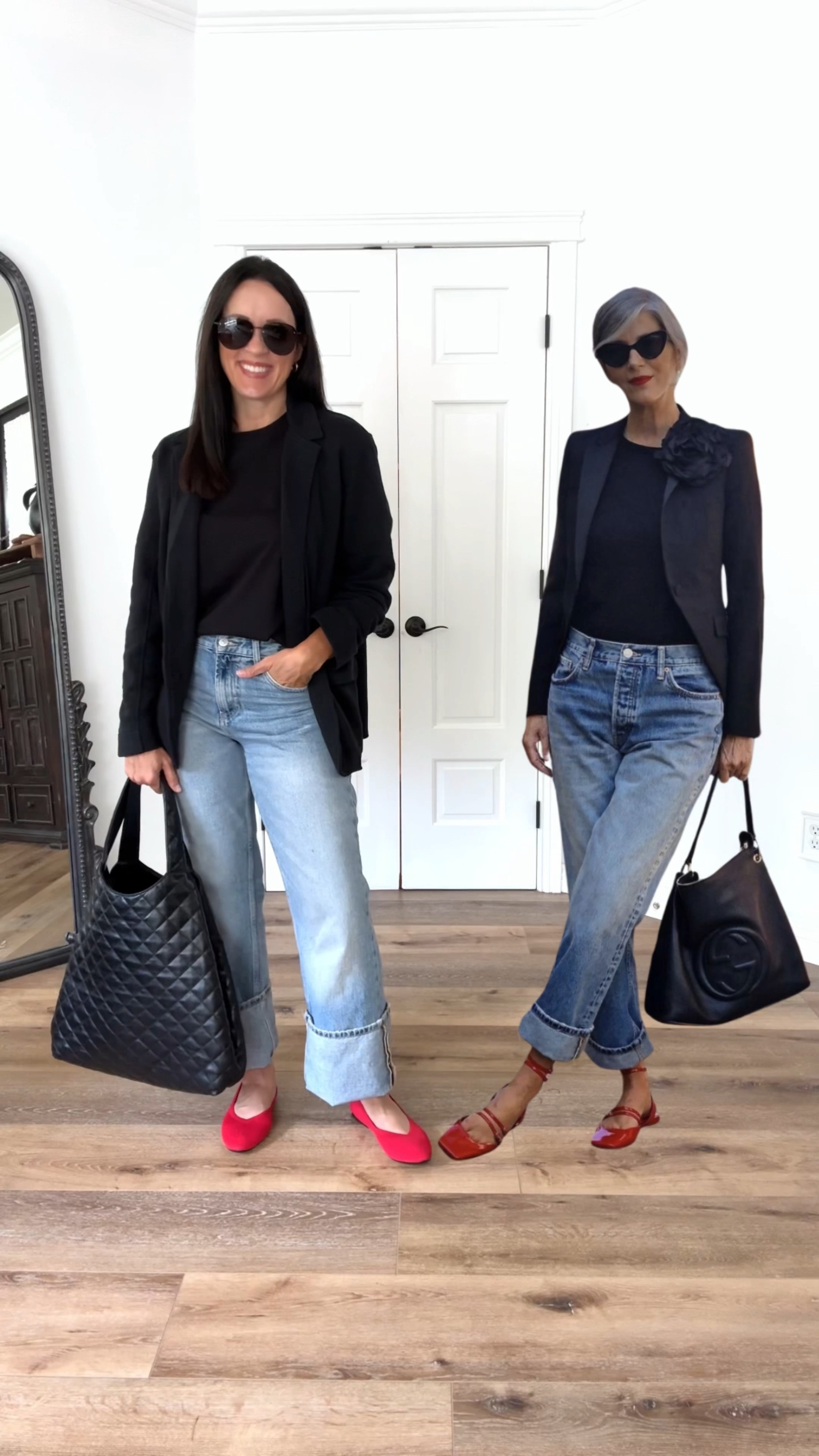 Pinterest inspo! Love this look for an early fall outfit. With a lightweight blazer and red ballet flats that are a major look for less (in red that you’ll be seeing everywhere for fall!), this is such an easy way to use pieces for both seasons. 

Please note! My jeans are from Zara and can’t be linked on LTK. But I will have them linked over on IG!

Sizing:
Knit Blazer-Aerie, loose fit. Wearing small.
T-shirt-Target, wearing small
Jeans-Zara, linked on IG
Red flats-Target, run TTS

casual outfit | elevated casual | red shoes | fall transition | 

#LTKOver40 #LTKStyleTip #LTKFindsUnder50